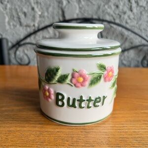Butter Bell Keeper Crock Flowers French Beurre Floral